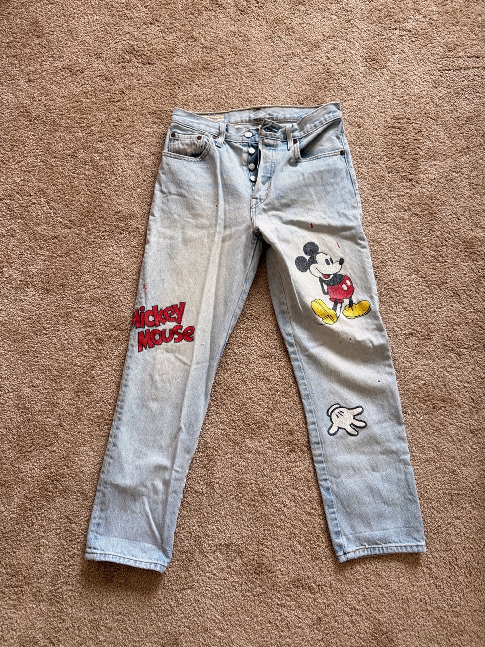 Levi's x Disney Mickey Mouse Premium 501 Cropped Jeans Girls Waist 27 L28